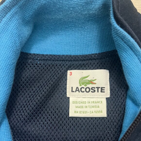 Lacoste Navy Blue and White Large Crocodile Athletic Jacket Size 3 Vintage - Picture 3 of 8